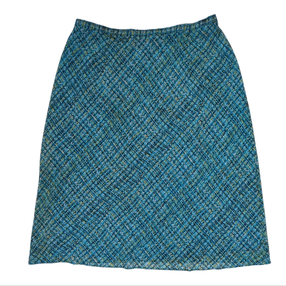 Venezia Jeans Pattern A-Line Skirt Plus 14-16 Turquoise Blue Green